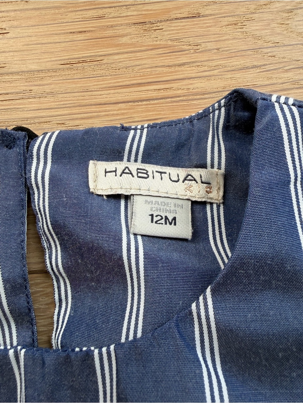 Habitual Baby Girl Blue Striped Ruffle Dress + Bloomers Set 12M - Picture 4 of 5